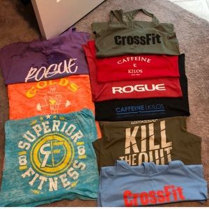 Two CrossFit tanks, Caf. Kilos, red rogue tank